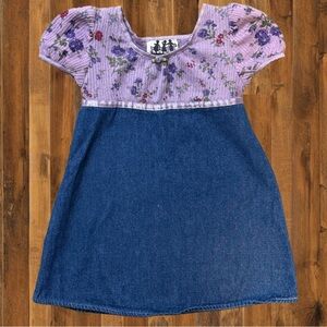 Vintage Zoey 24M Purple Floral & Denim Dress – Made in USA